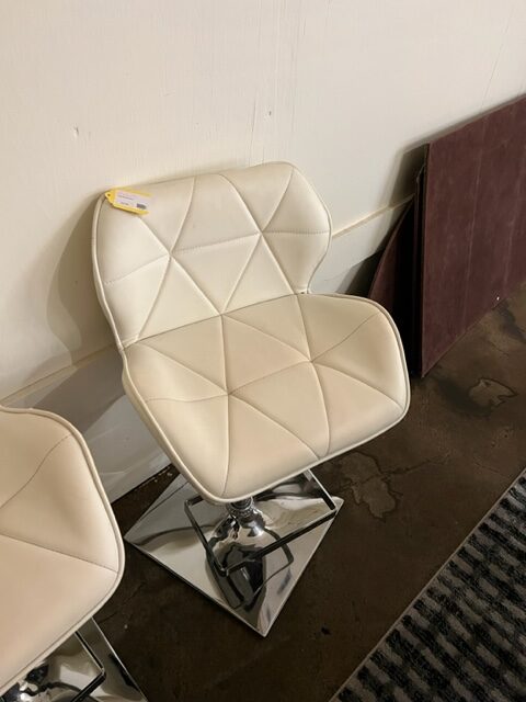 white padded barstool