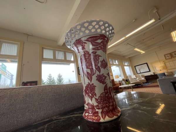 red & white floral vase