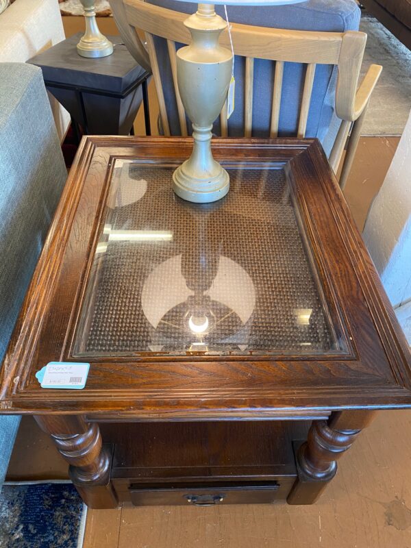 wood/glass/wicker side table