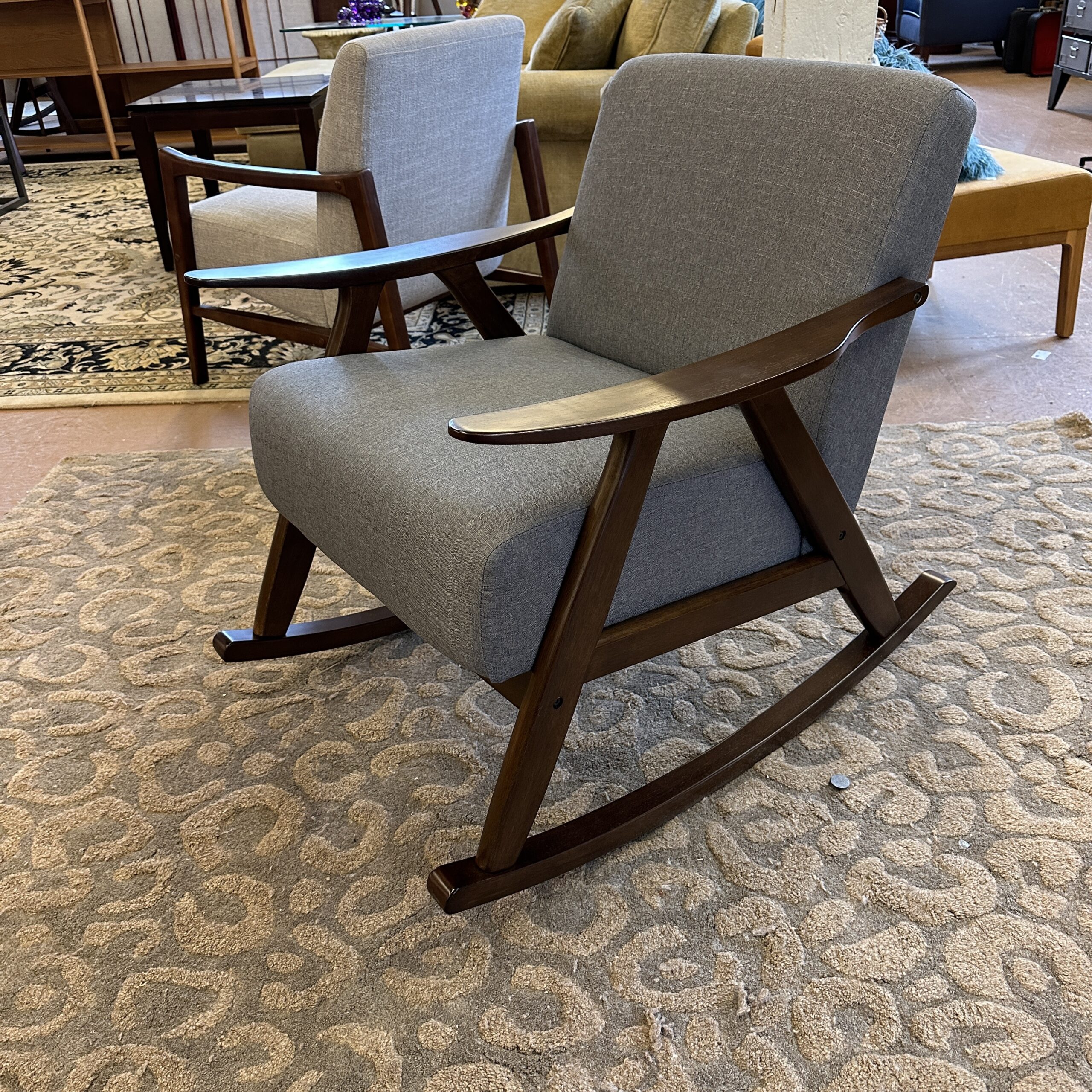 Grey wood rocking online chair