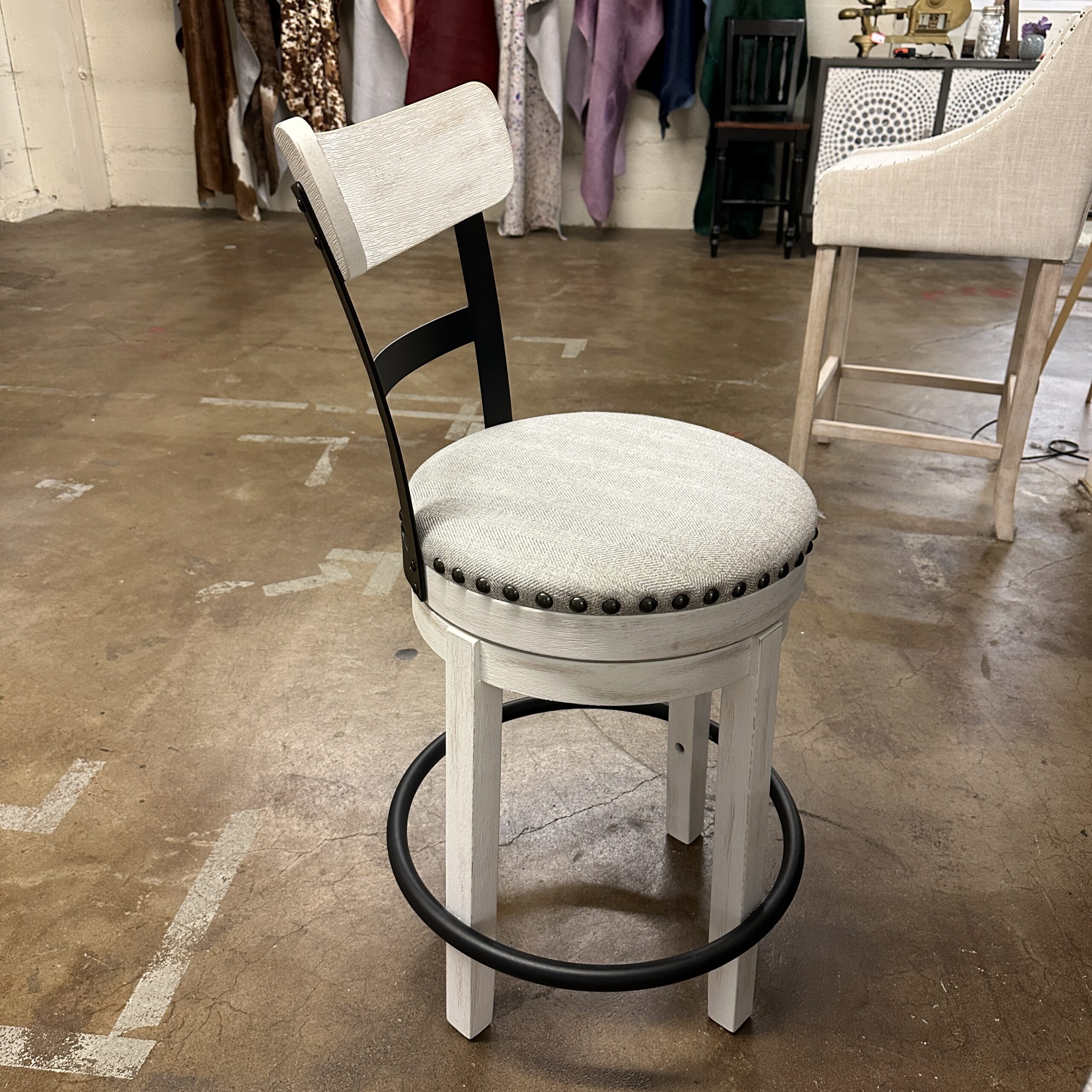 Studded Black White Ashley Stool Everett Consignment